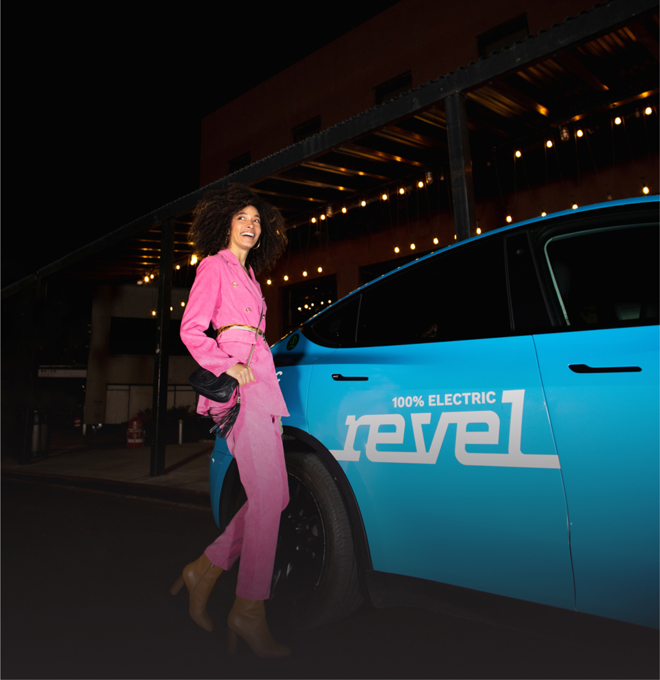Revel Tesla rideshare interior with tablet